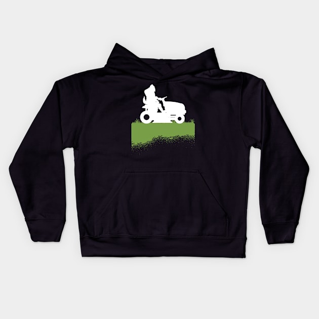 Bigfoot Mowing the Lawn Kids Hoodie by Tesszero